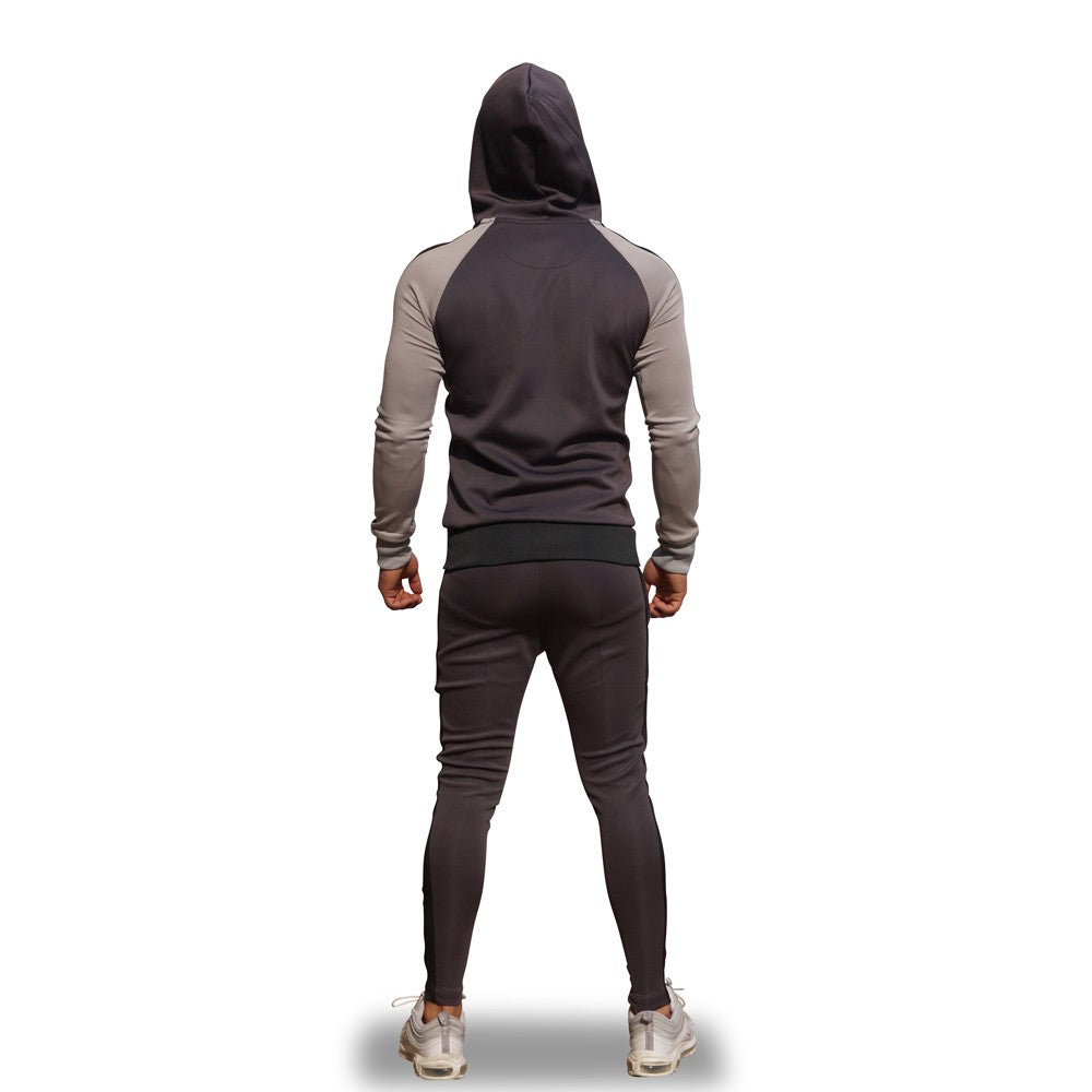 Delta Tracksuit Oxford Manga Gris Claro Franja Negra