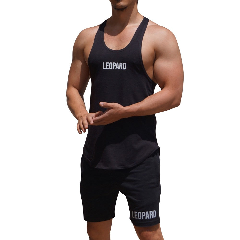 Gym Stringer Tank Negro Logo Blanco