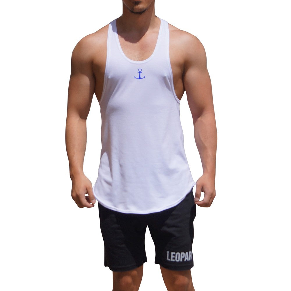 Gym Stringer Tank White Anchor King