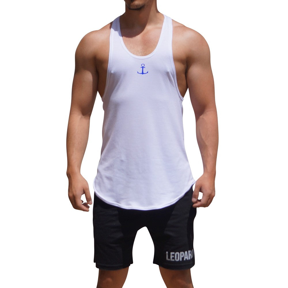 Gym Stringer Tank White Anchor King