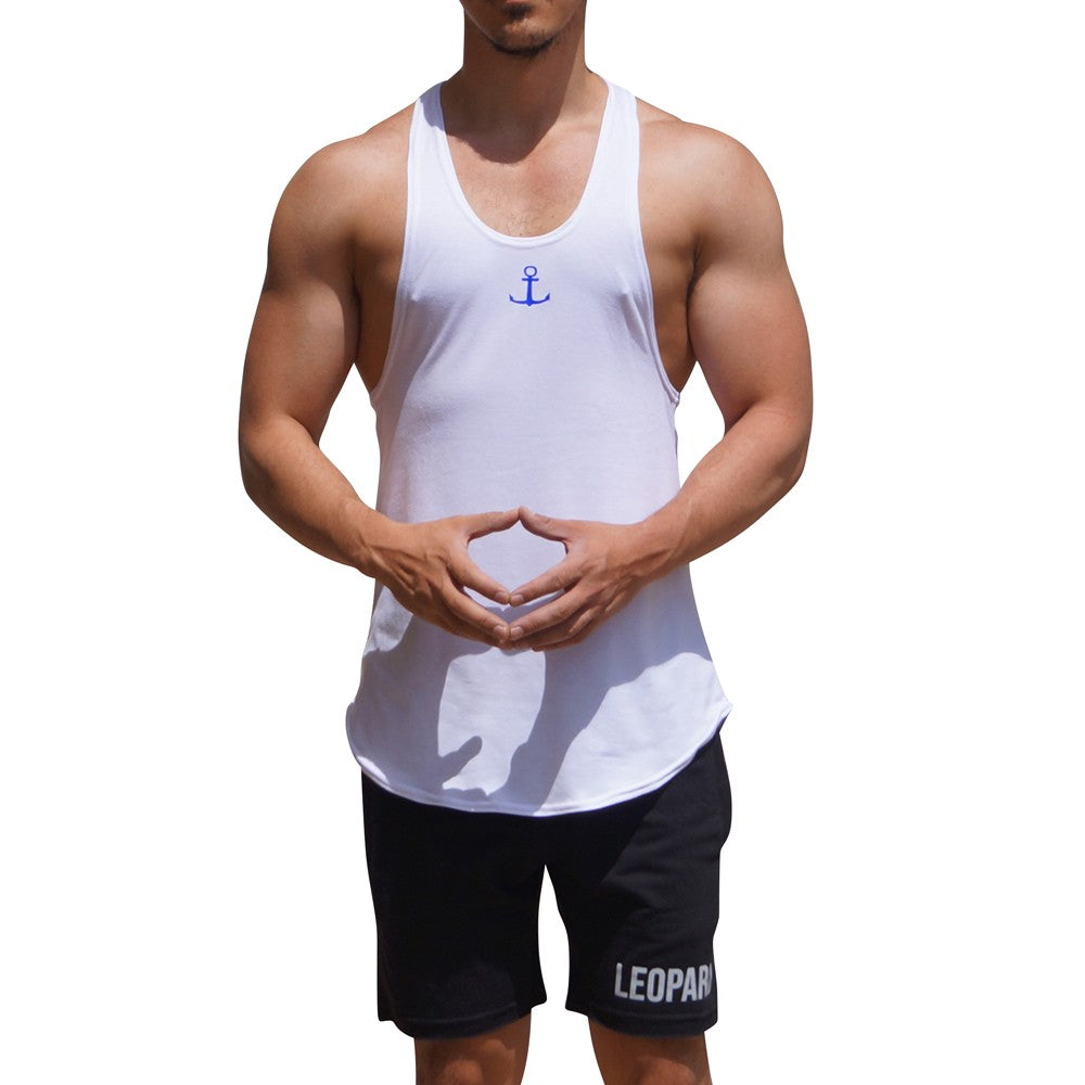 Gym Stringer Tank White Anchor King