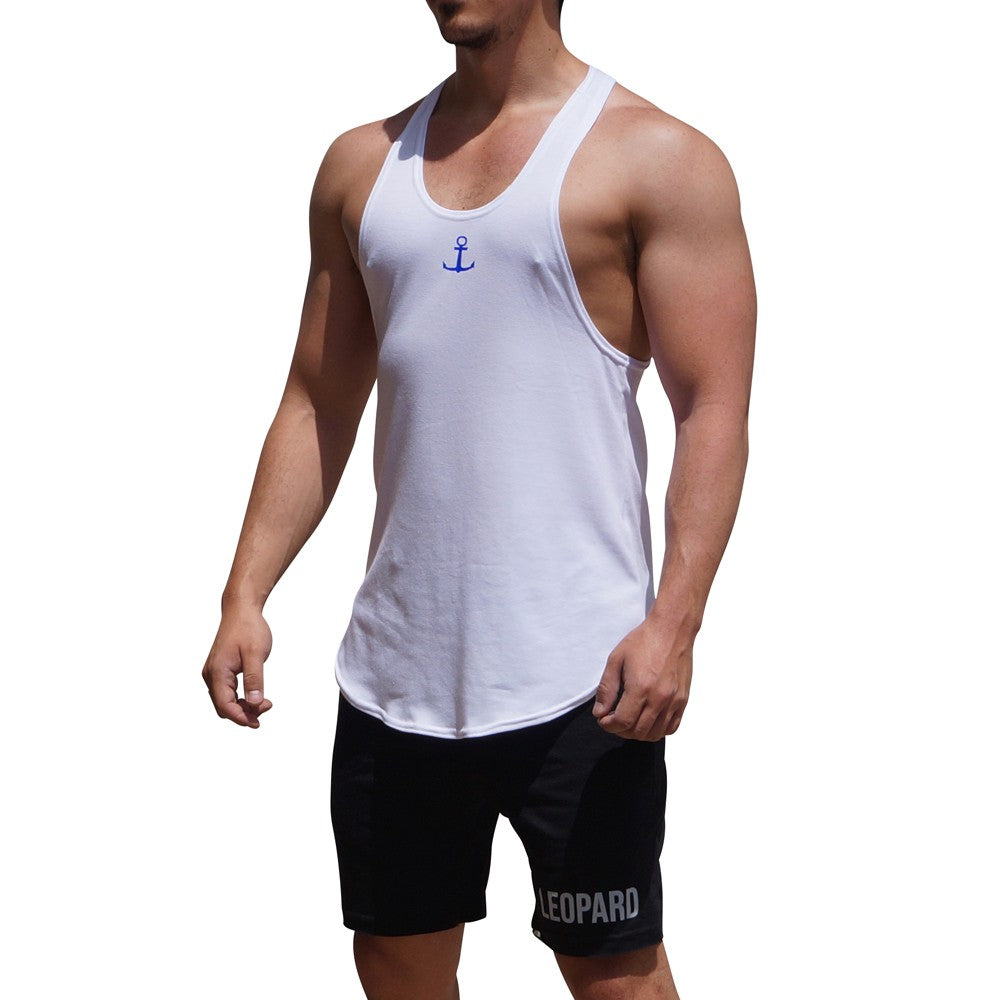 Gym Stringer Tank White Anchor King