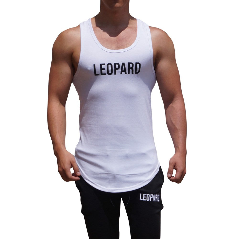 Gym Core Tank White Big Logo Black