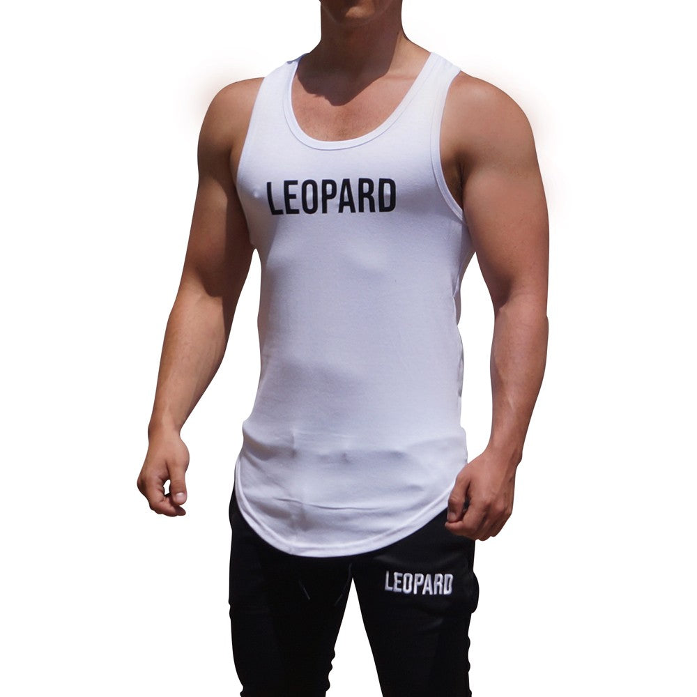 Gym Core Tank White Big Logo Black