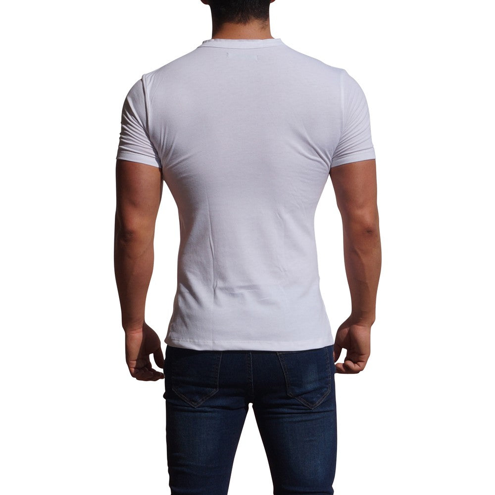 White Short Sleeve Henley T-shirt