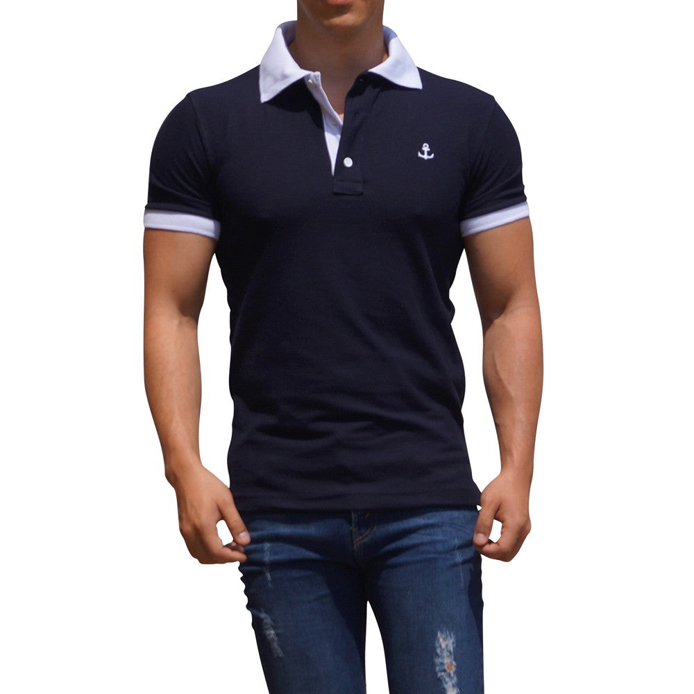 Navy Polo White Logo Navy Sleeves