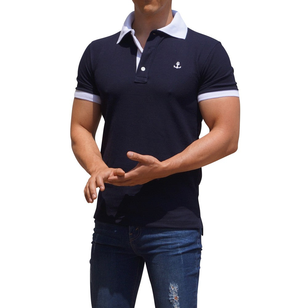 Navy Polo White Logo Navy Sleeves