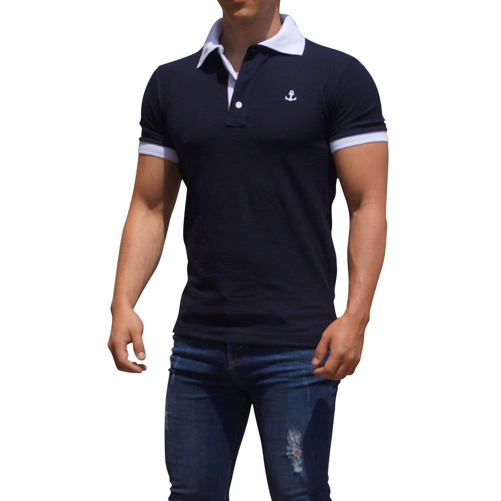 Navy Polo White Logo Navy Sleeves