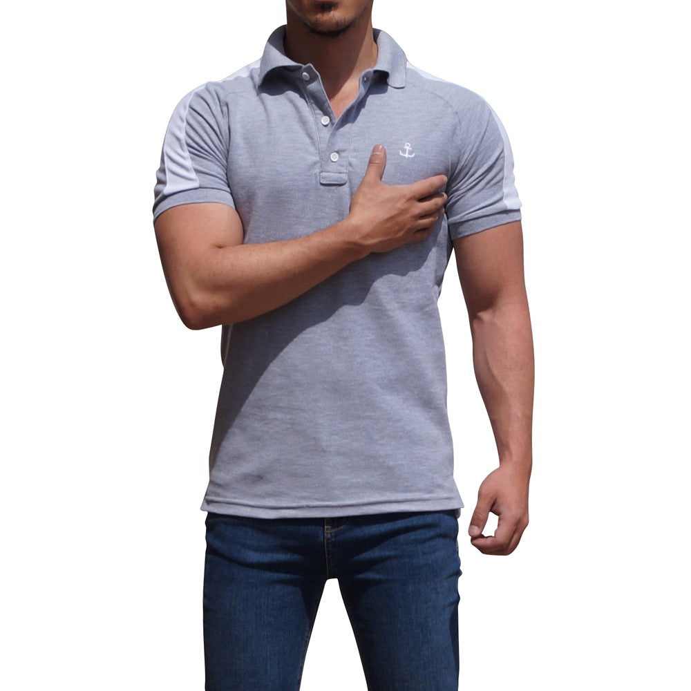 Navy Ranglan Polo Navy Sleeves White Logo
