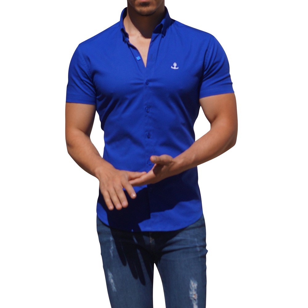Camisa Azul Rey Manga Corta Rey