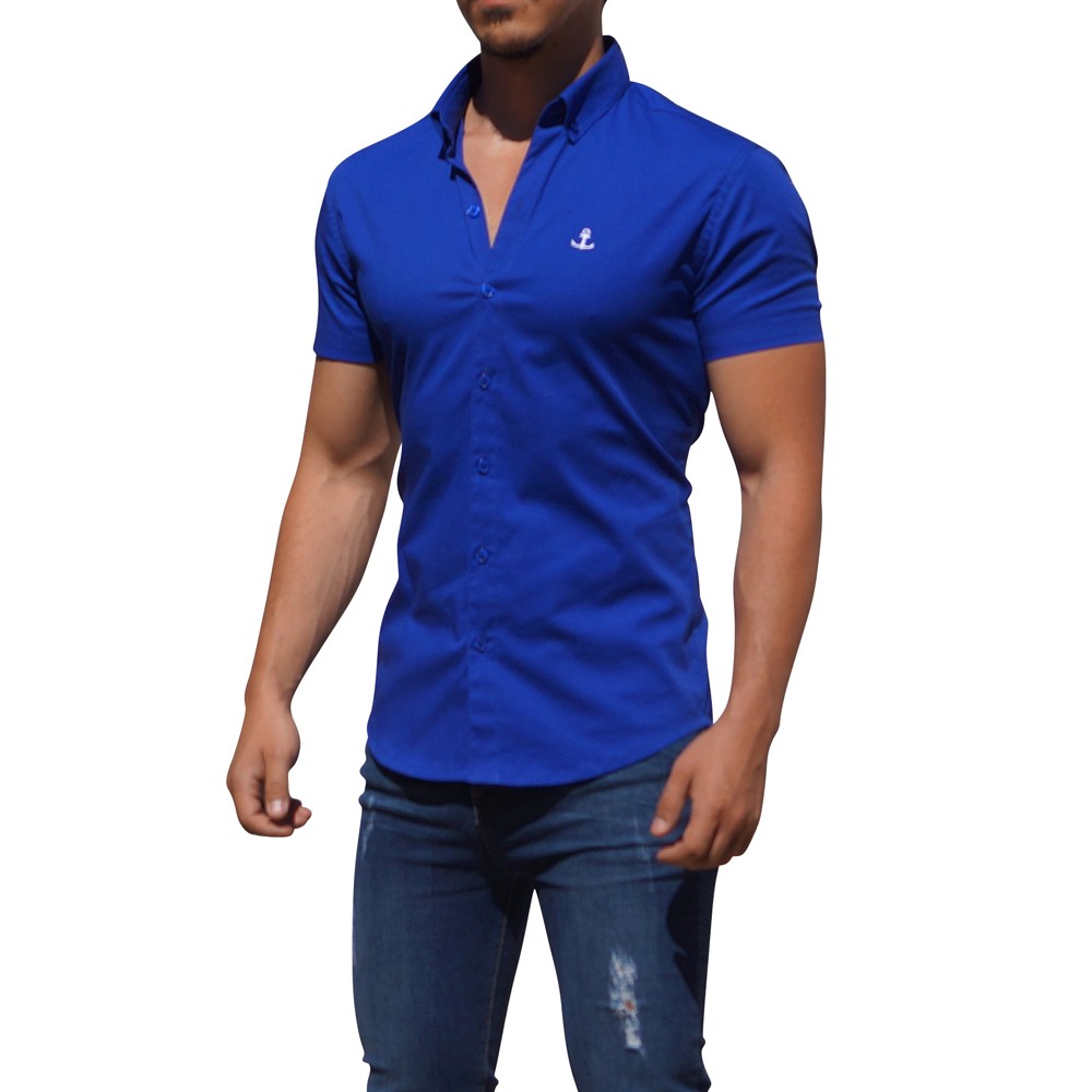 Camisa Azul Rey Manga Corta Rey