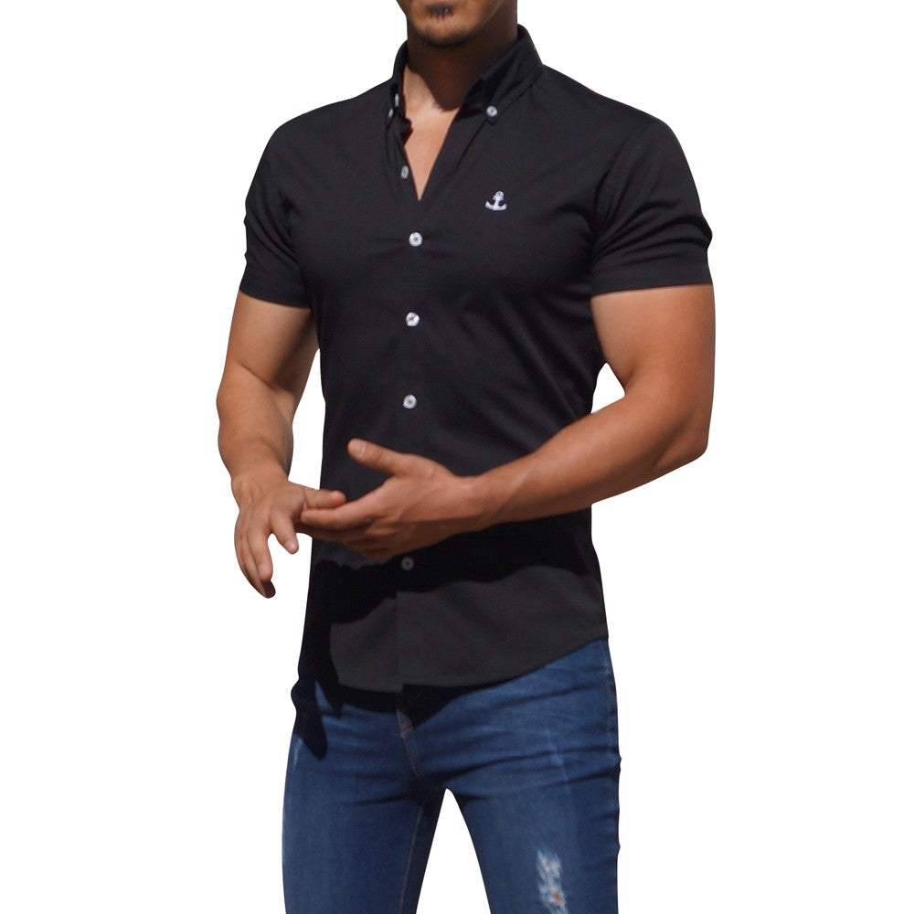 Mezclilla Camisa Negra Hombre Corta Jeans Looks Con Playeras