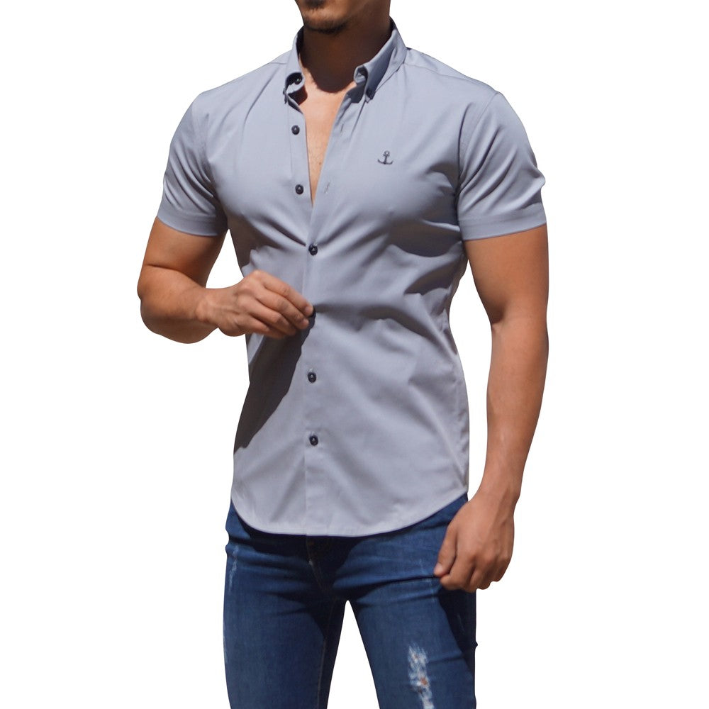 Camisa Gris Manga Corta Gris