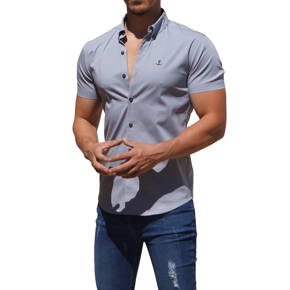 Camisa Gris Manga Corta Gris