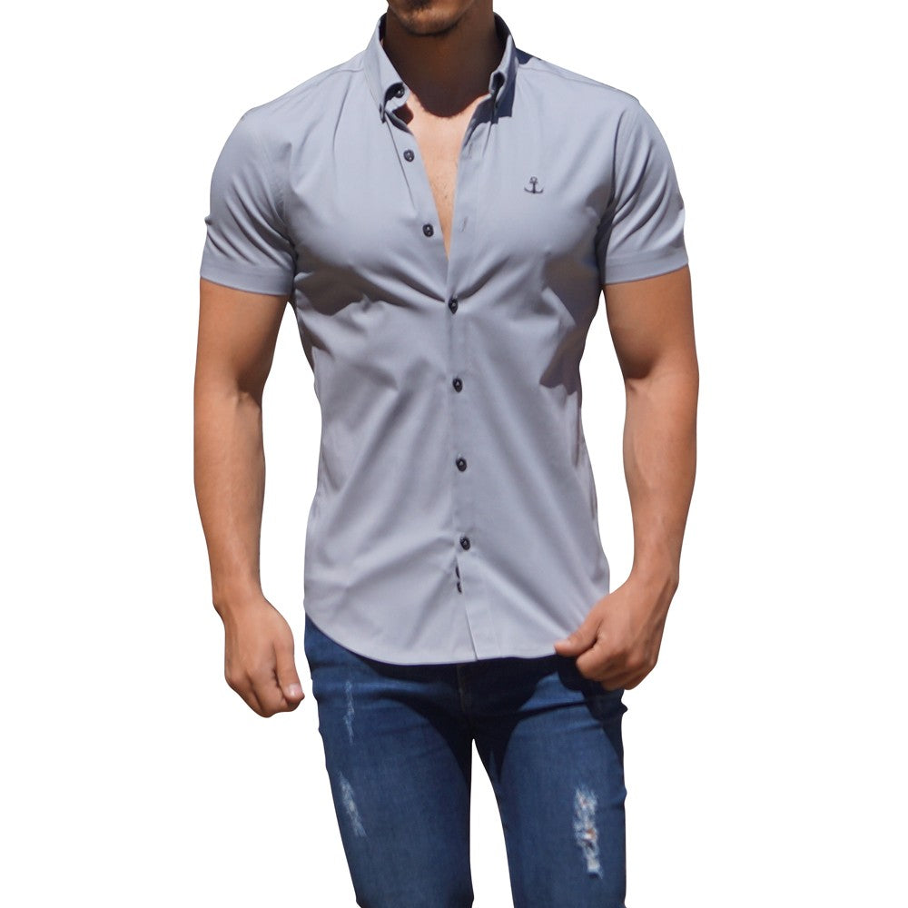 Camisa Gris Manga Corta Gris