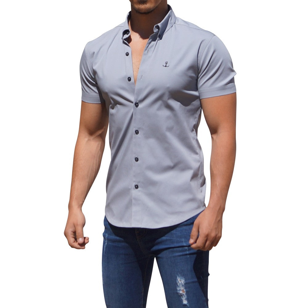 Camisa Gris Manga Corta Gris