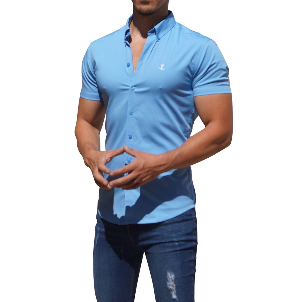 Camisa Azul Cielo Manga Corta Azul Cielo