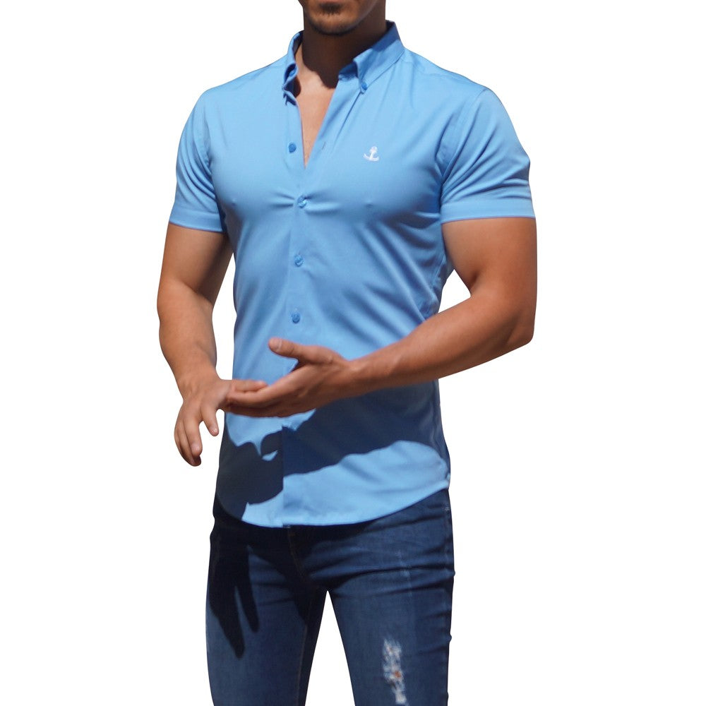 Camisa Azul Cielo Manga Corta Azul Cielo