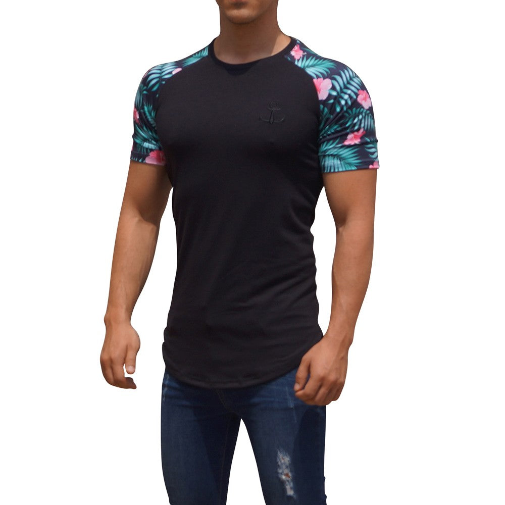 Black Short Sleeve Palms Raglan T-shirt