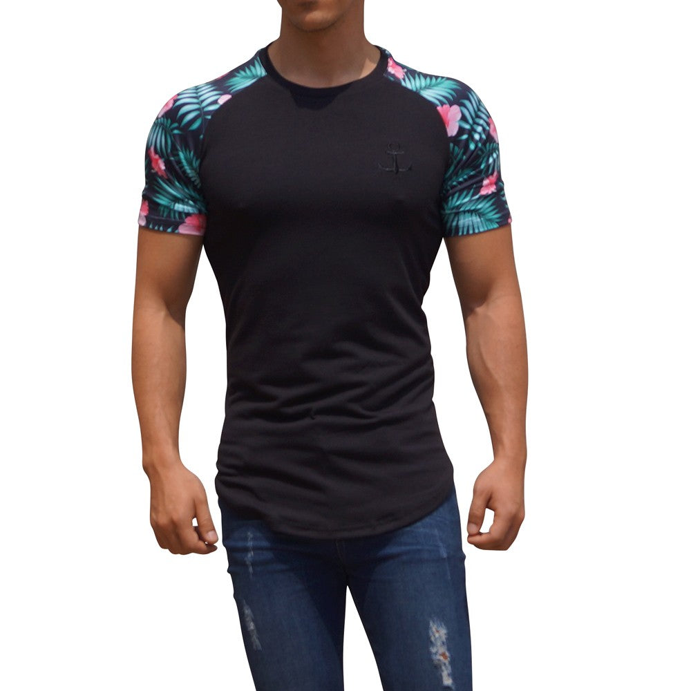 Black Short Sleeve Palms Raglan T-shirt
