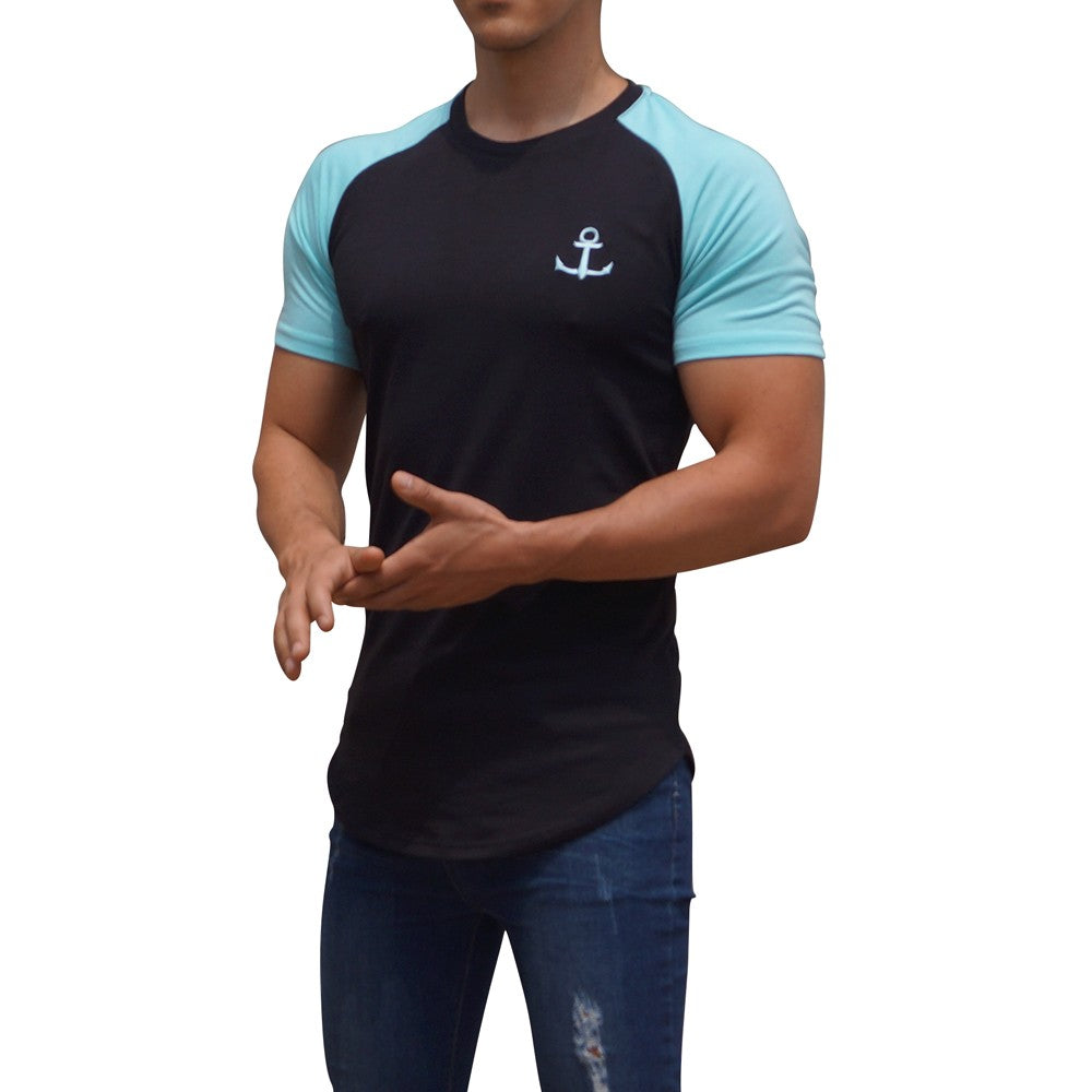 Black Short Sleeve Water Raglan T-shirt