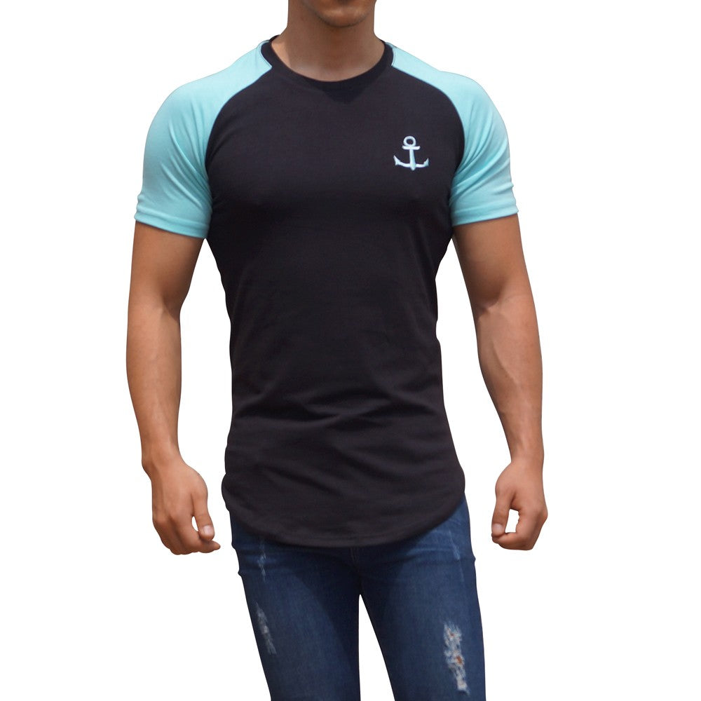 Black Short Sleeve Water Raglan T-shirt