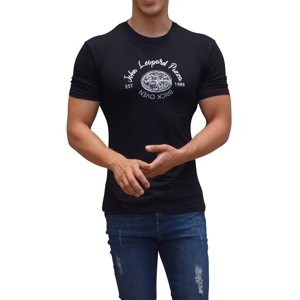Playera Negra Pizza Manga Corta
