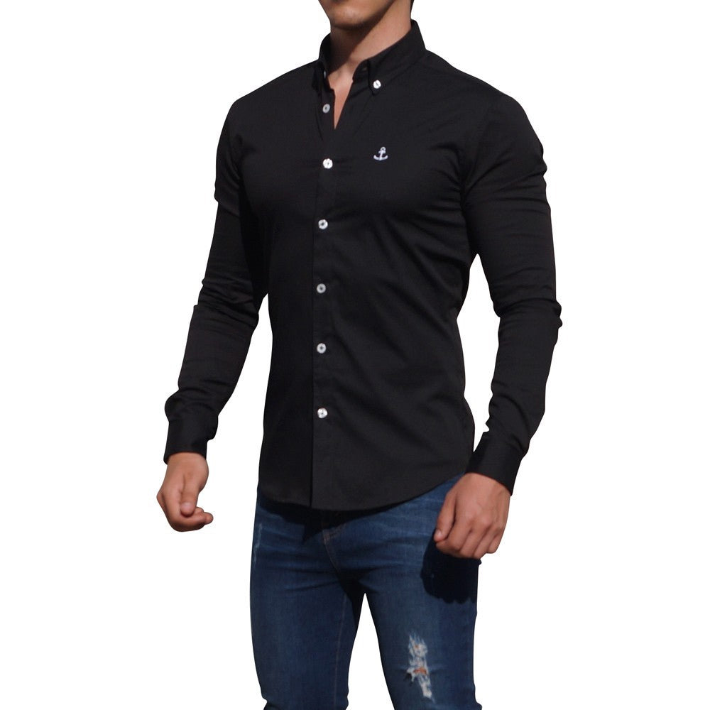 Camisa Negra Logo Blanco Negro