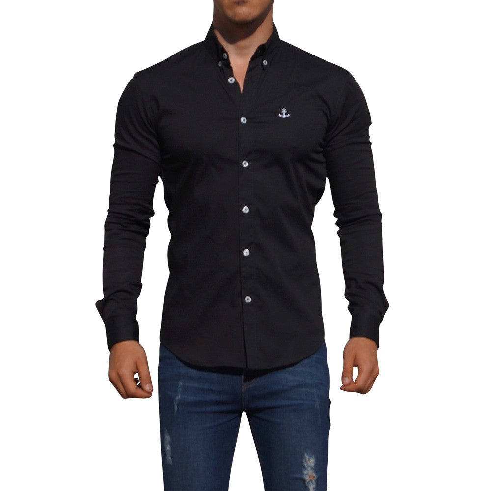 Camisa Negra Logo Blanco Negro