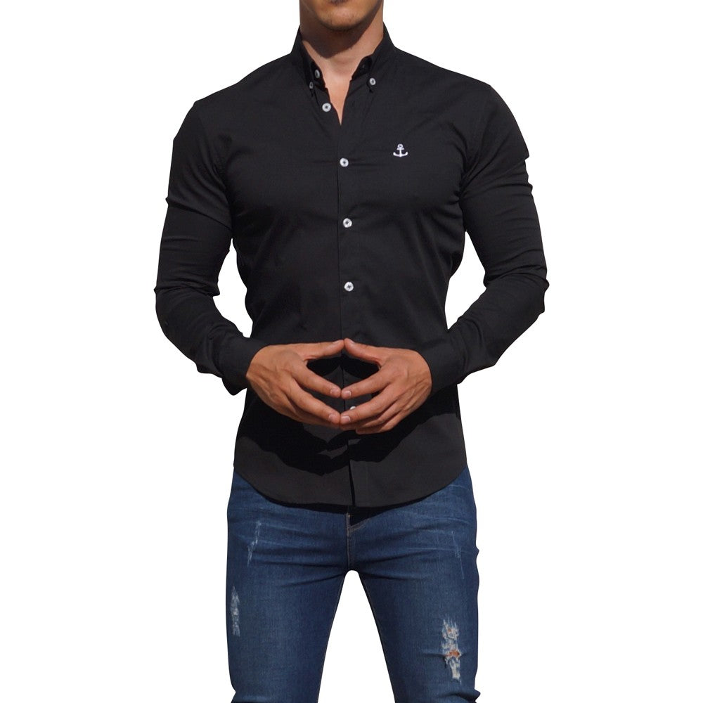 Black Shirt Black White Logo