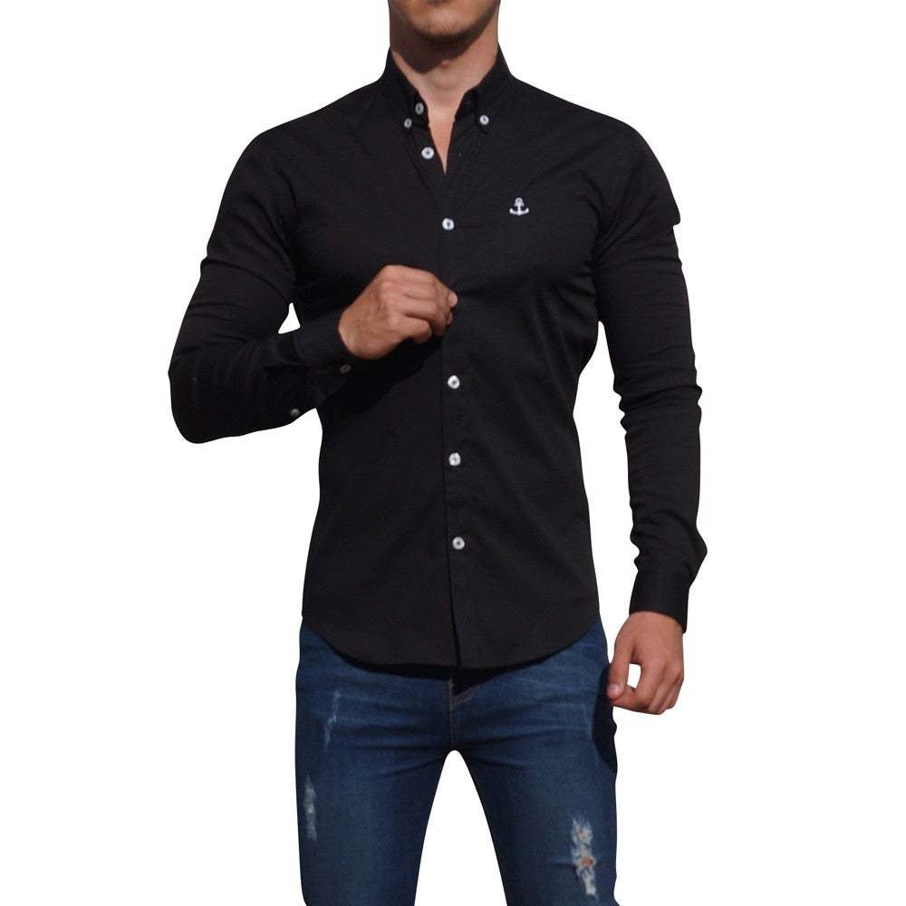 Camisa Negra Logo Blanco Negro