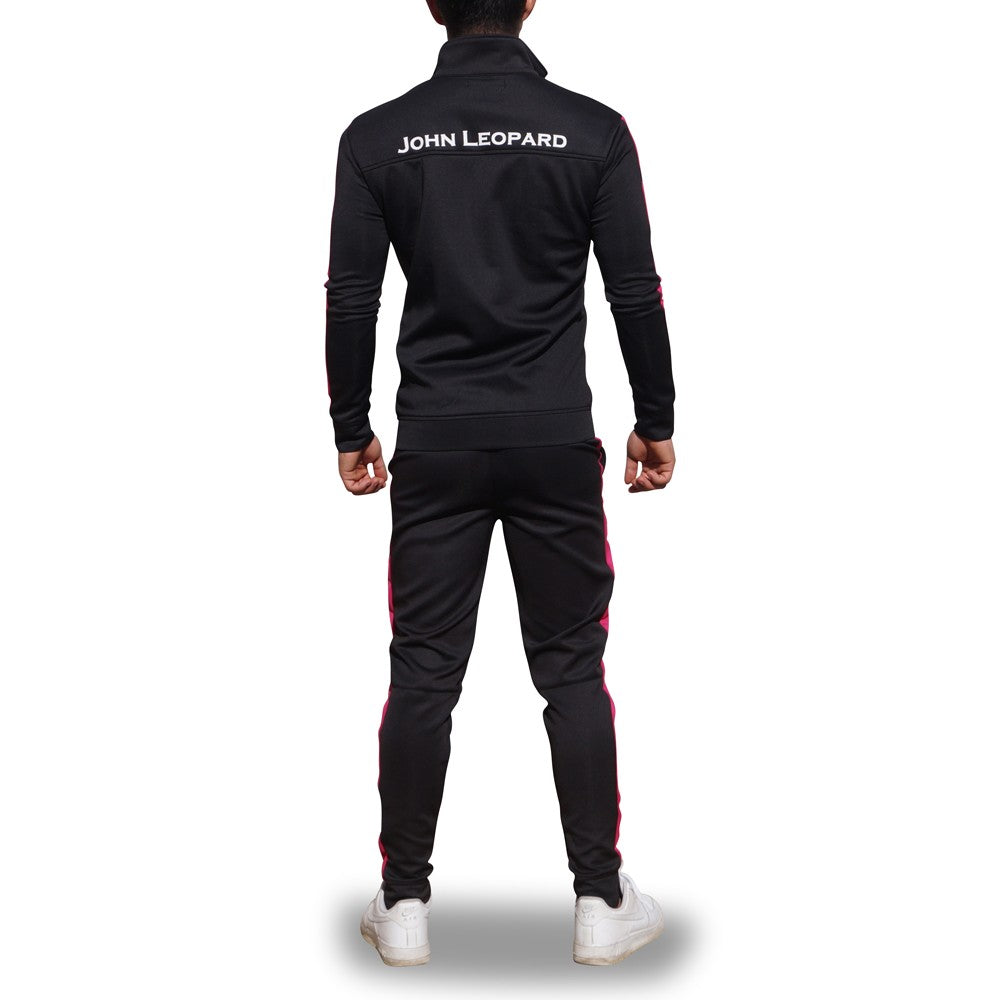 Elite Track Suit Pants Black Fuchsia Stripe