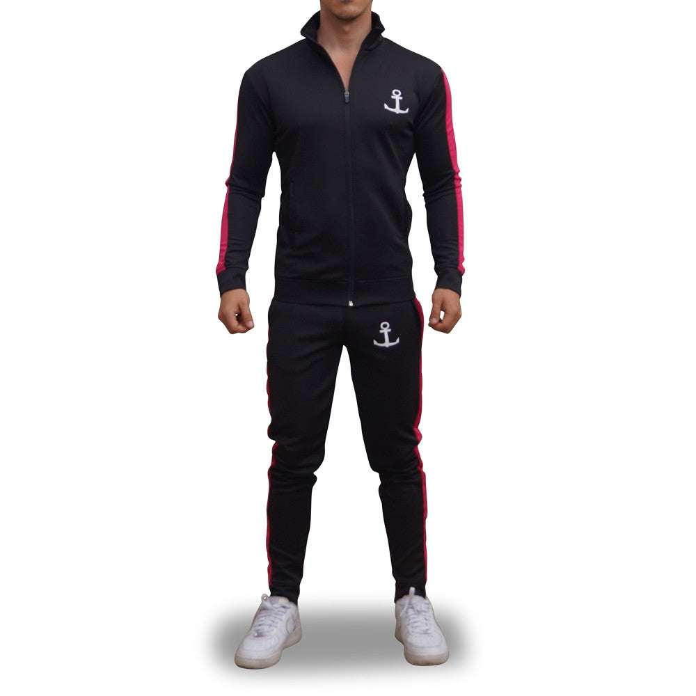 Elite Track Suit Pants Black Fuchsia Stripe