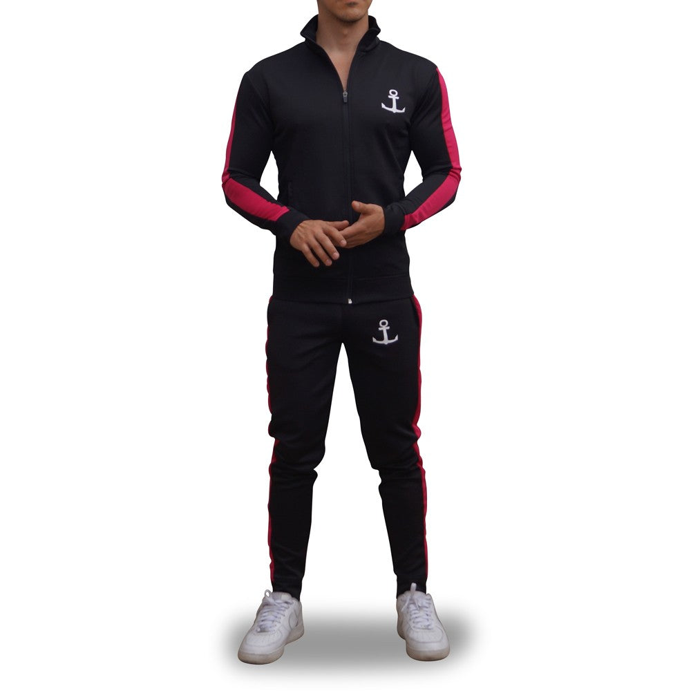 Elite Track Suit Pants Black Fuchsia Stripe