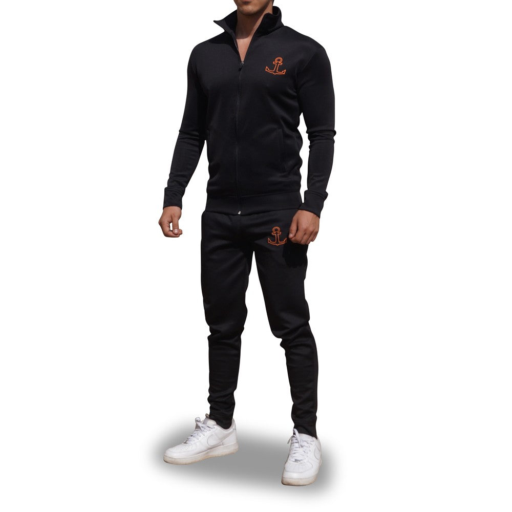 Elite Tracksuit Pants Full Negro Logo Naranja
