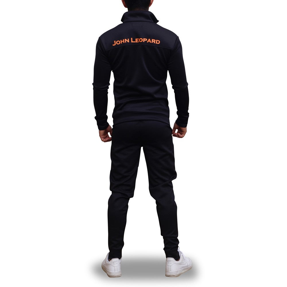 Elite Tracksuit Pants Full Negro Logo Naranja