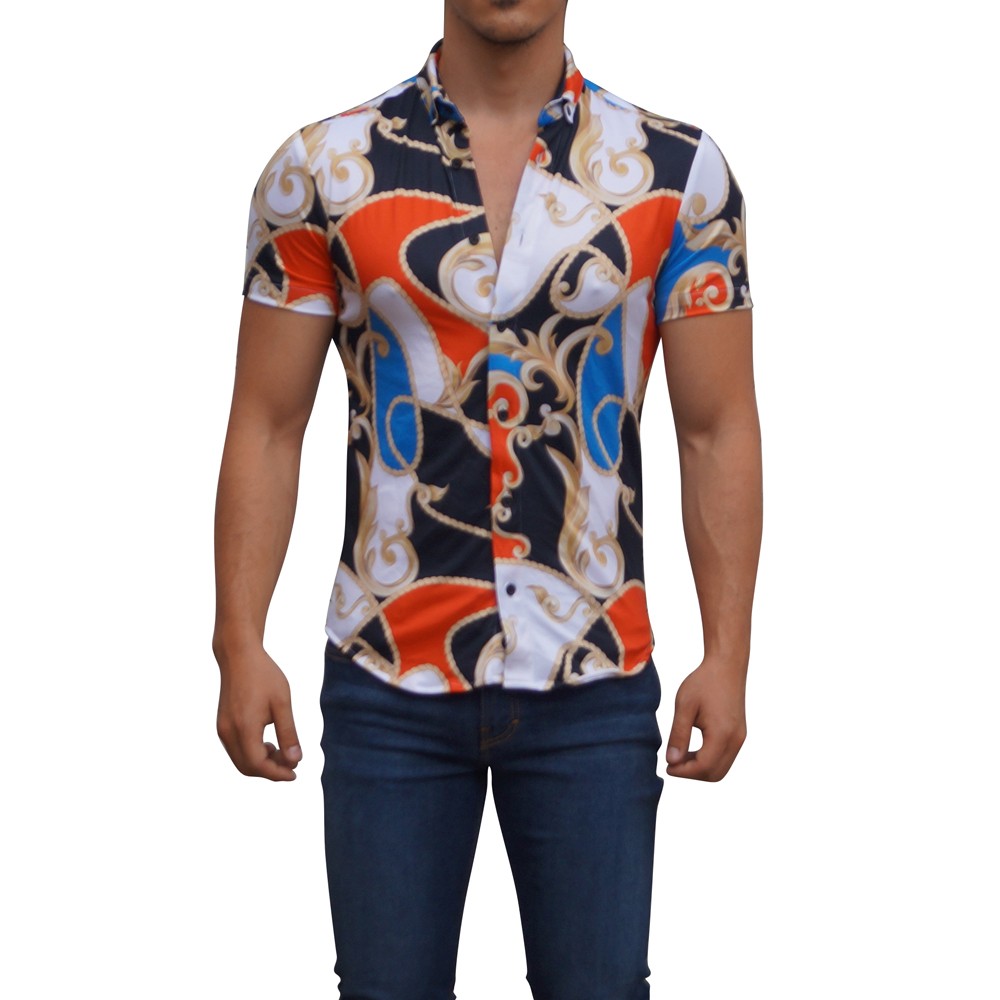 Camisa Manga Corta Golden Baroque Blanco