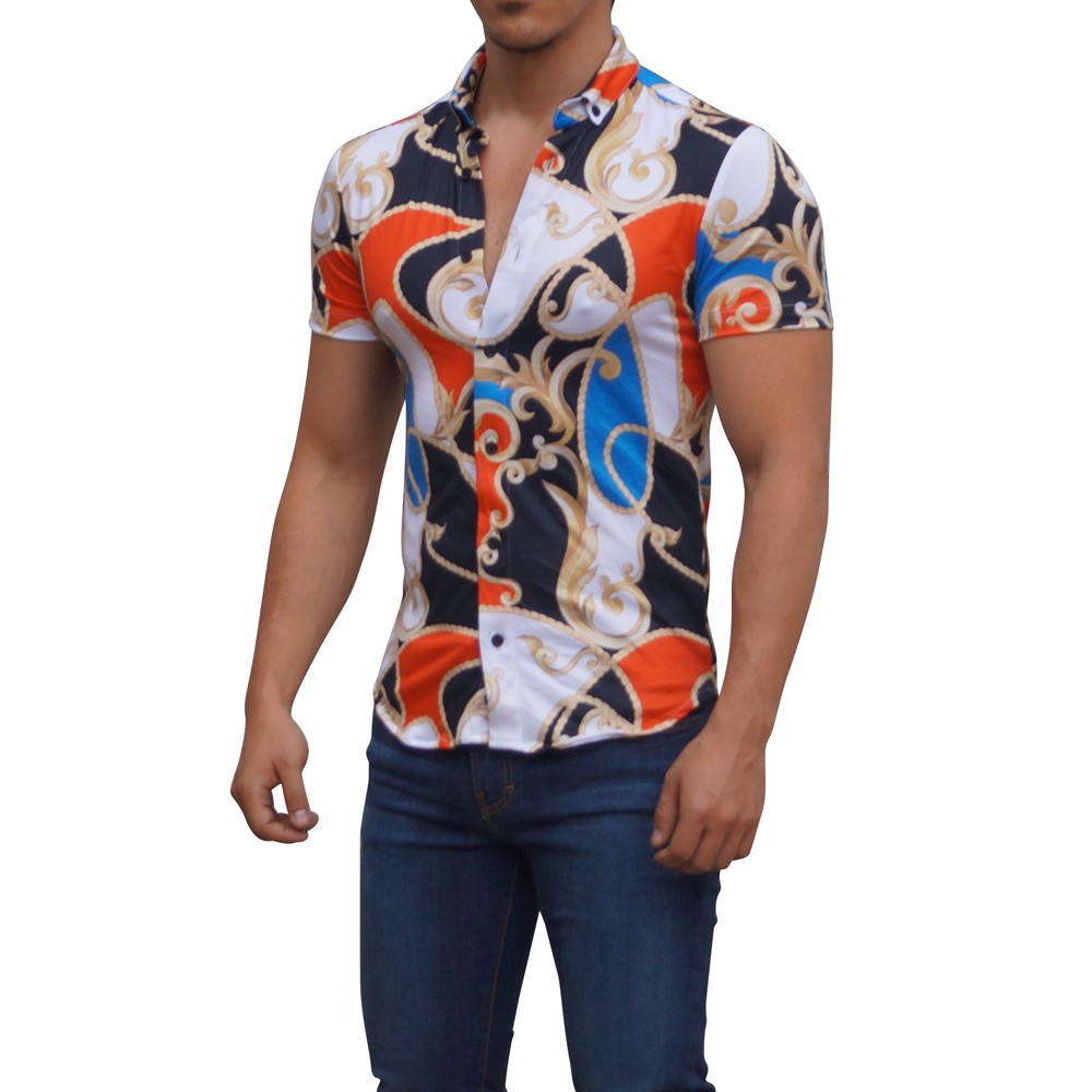 Camisa Manga Corta Golden Baroque Blanco