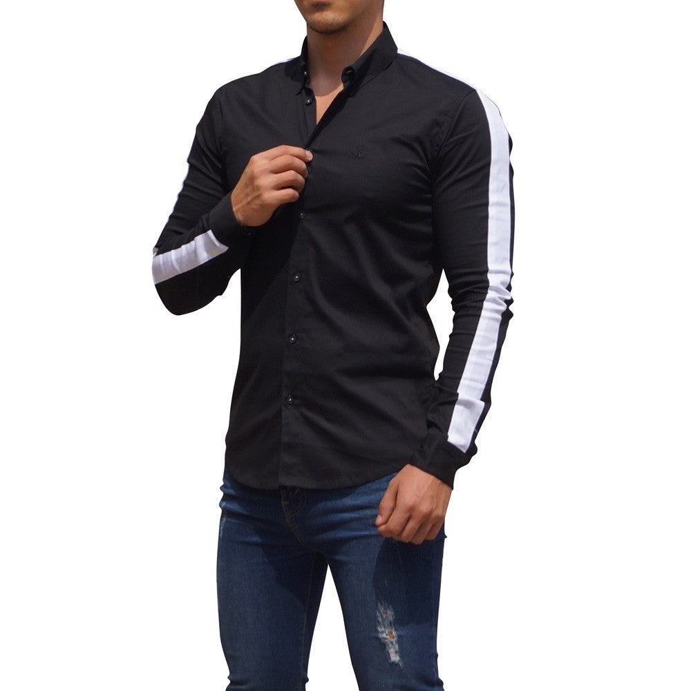 Black Side Stripe Long Sleeve Shirt Black