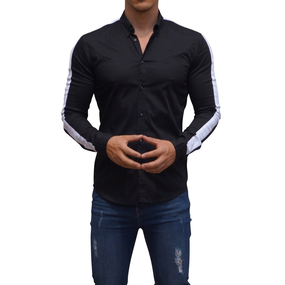 Black Side Stripe Long Sleeve Shirt Black