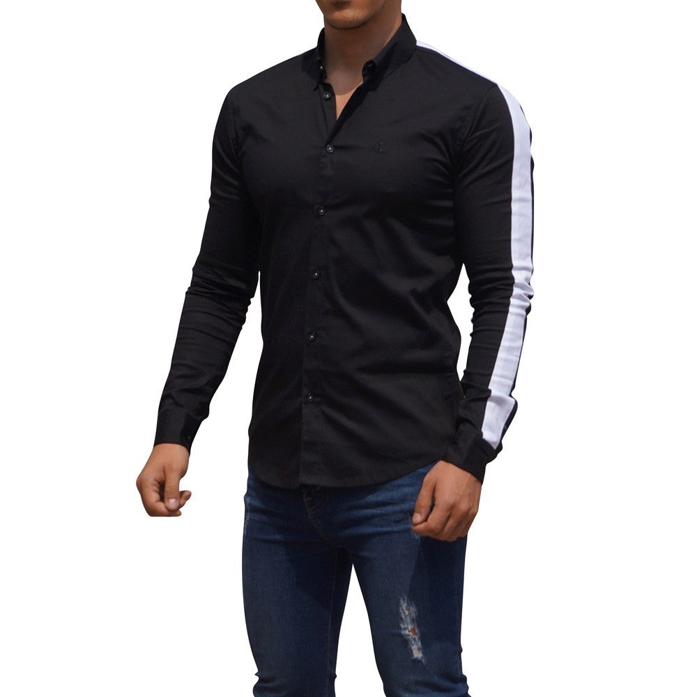 Black Side Stripe Long Sleeve Shirt Black