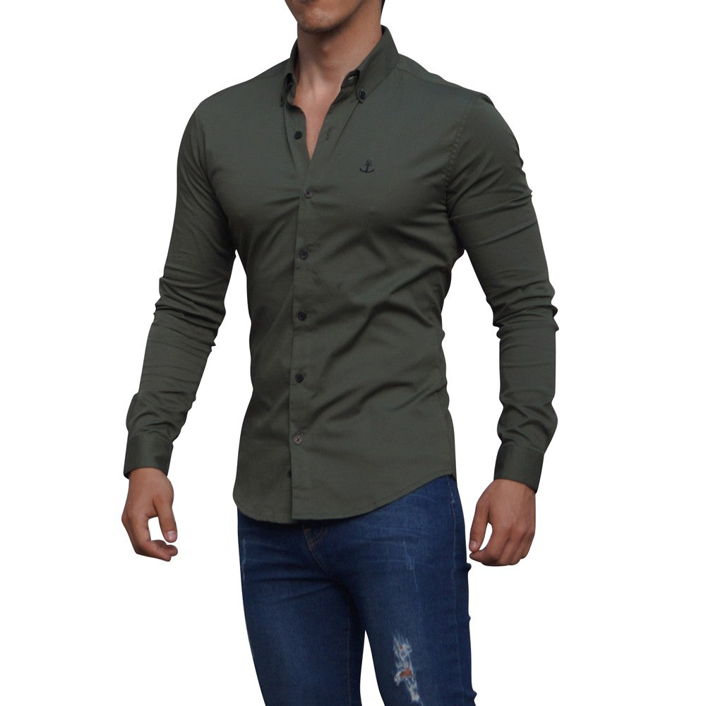 Camisa Verde Militar Manga Larga Verde Militar