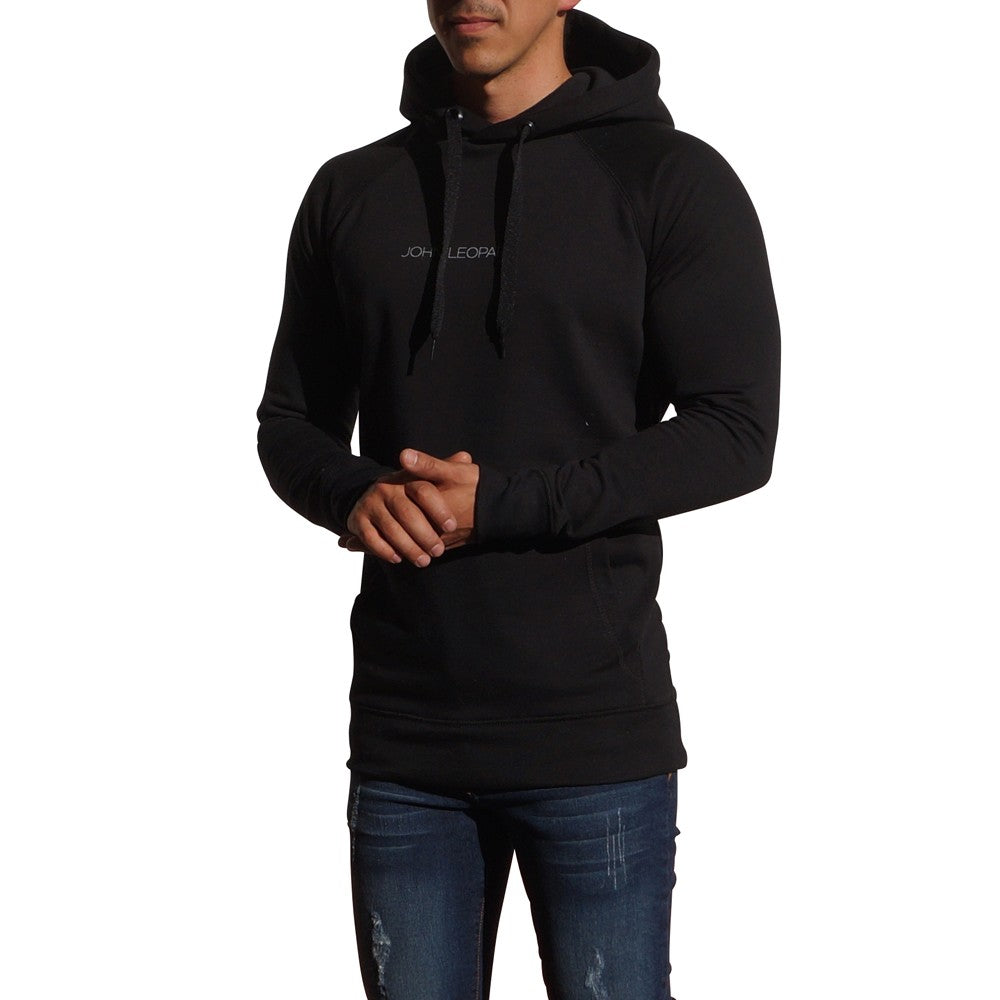 Black Minimal White Logo Hoodie Sweatshirt