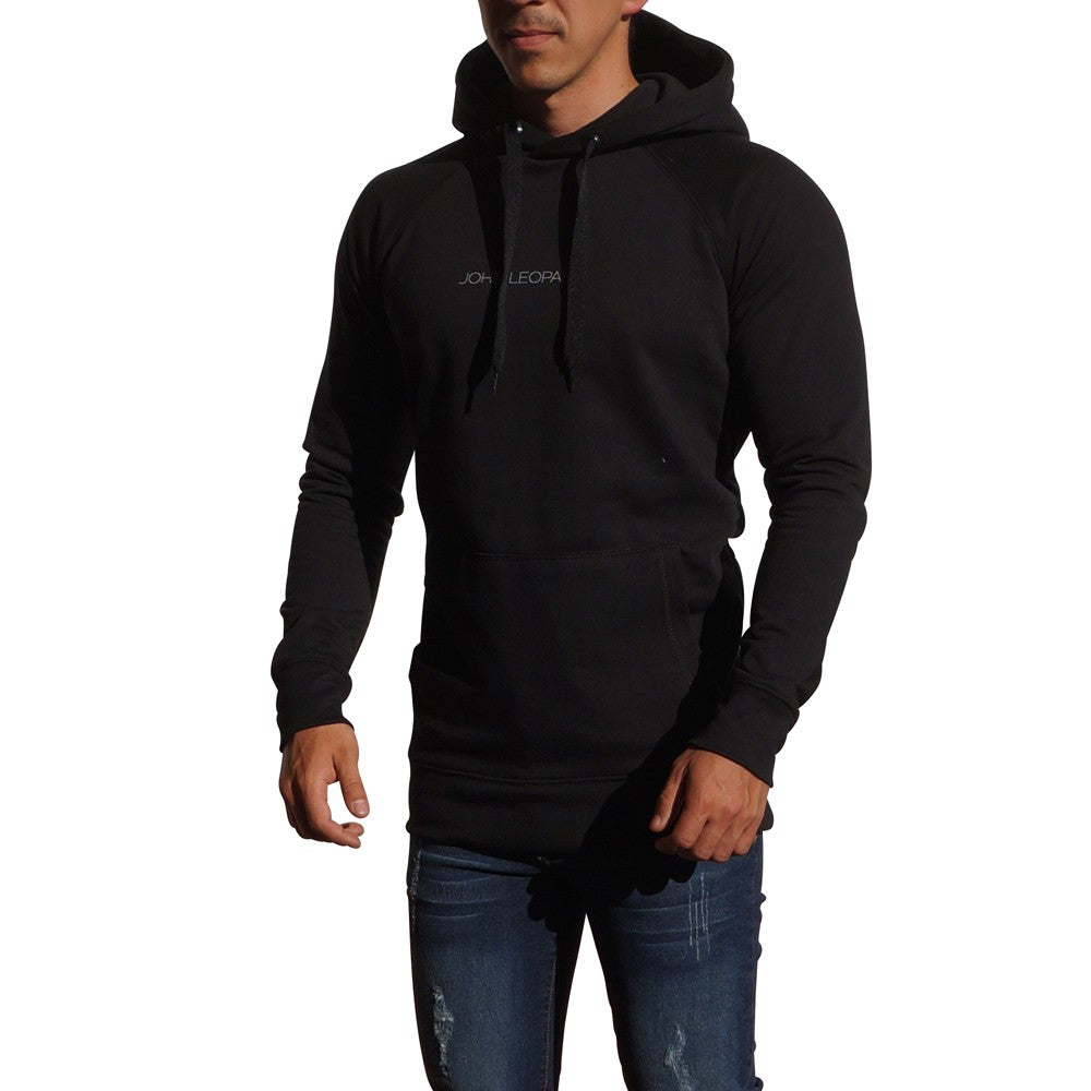 Black Minimal White Logo Hoodie Sweatshirt