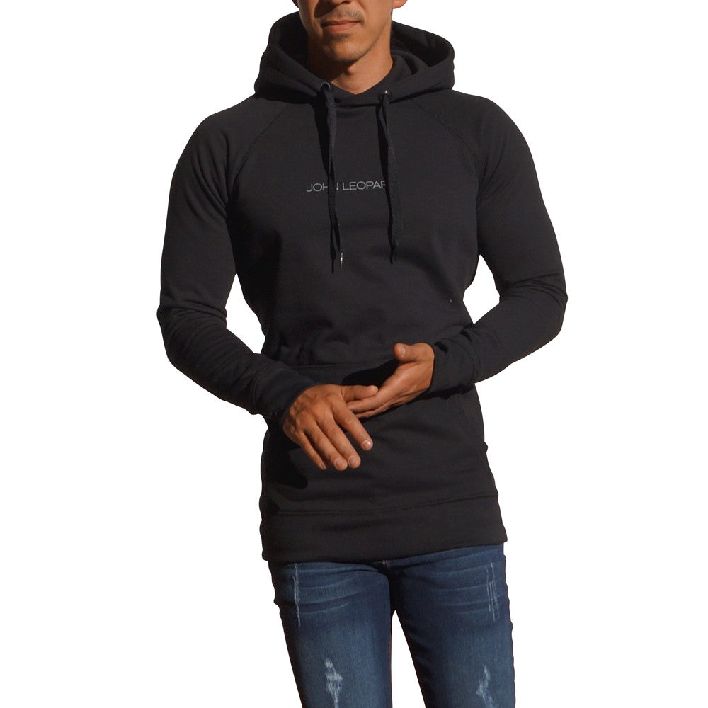 Black Minimal White Logo Hoodie Sweatshirt