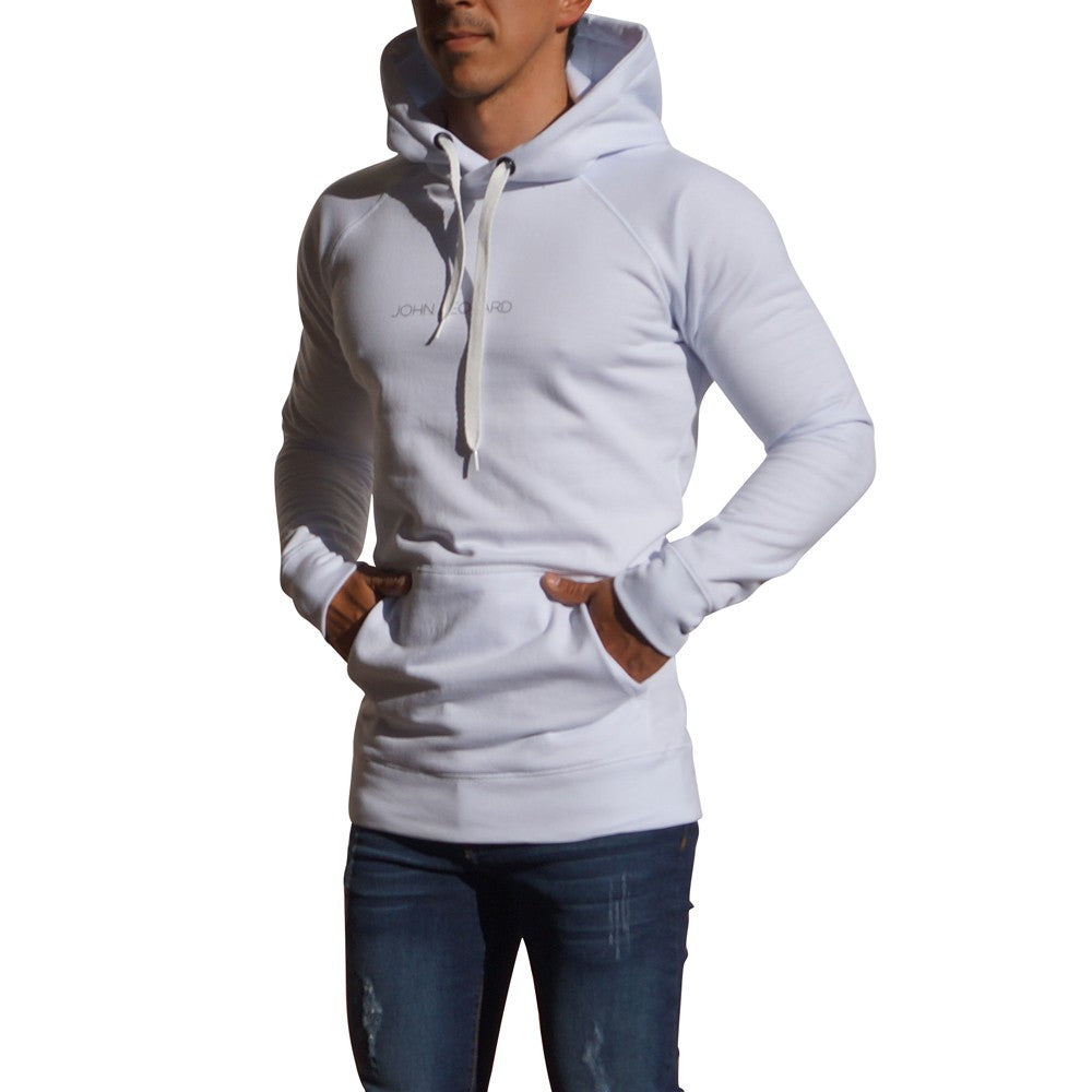 Minimal White Logo Black Hoodie Sweatshirt