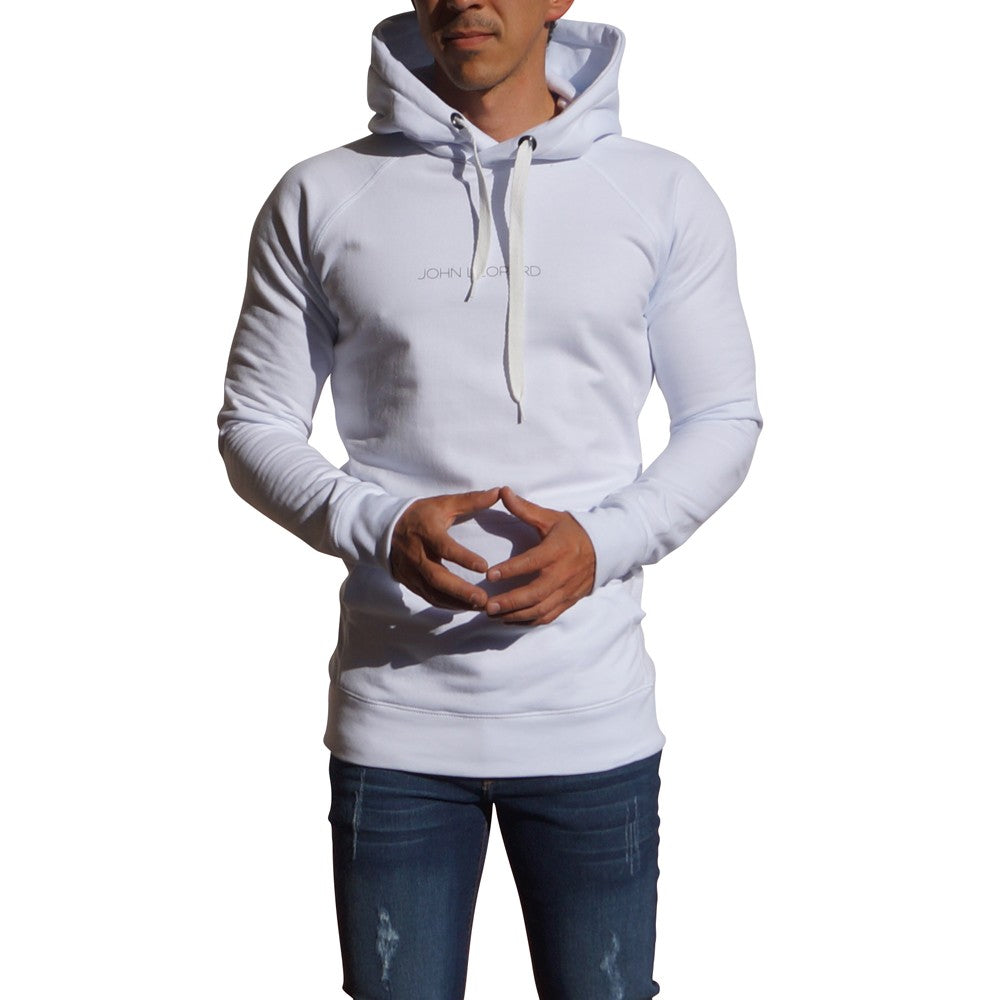 Minimal White Logo Black Hoodie Sweatshirt