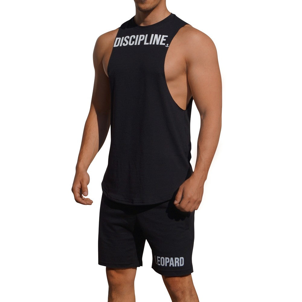 Gym Sleeveless Tee Black Big Logo Discipline