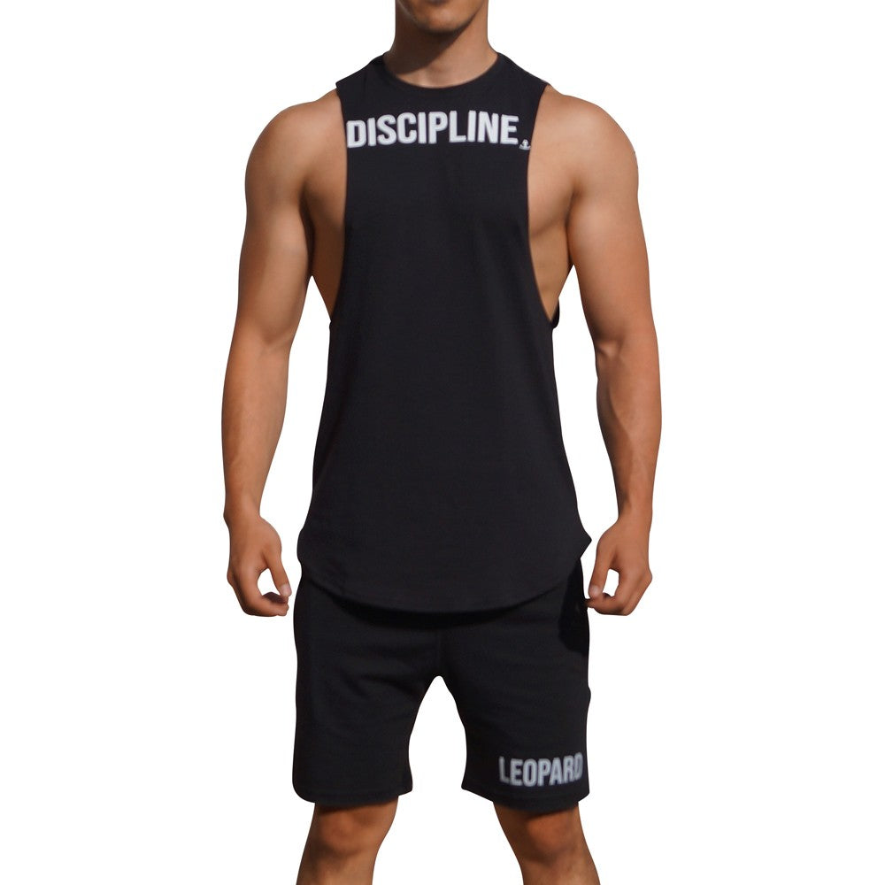 Gym Sleeveless Tee Black Big Logo Discipline