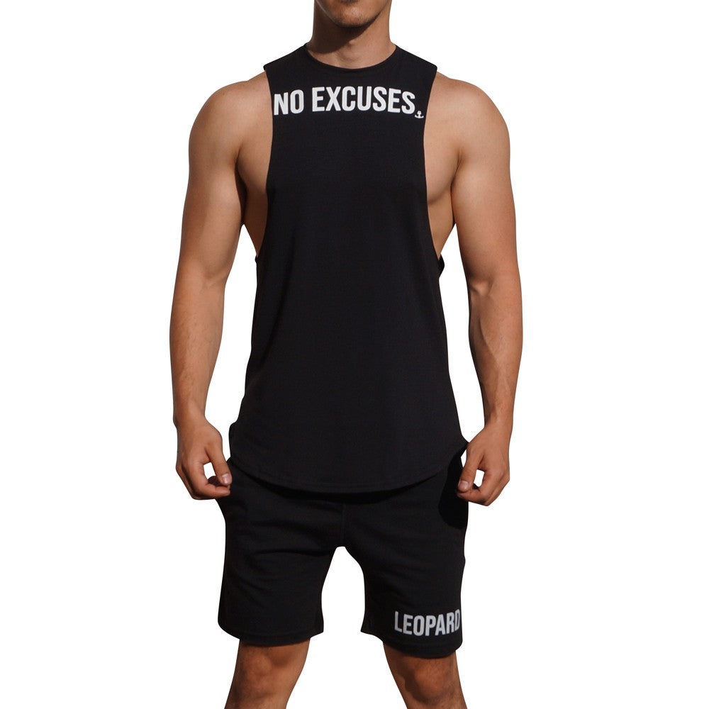Gym Sleeveless Tee Black Big Logo No Excuses